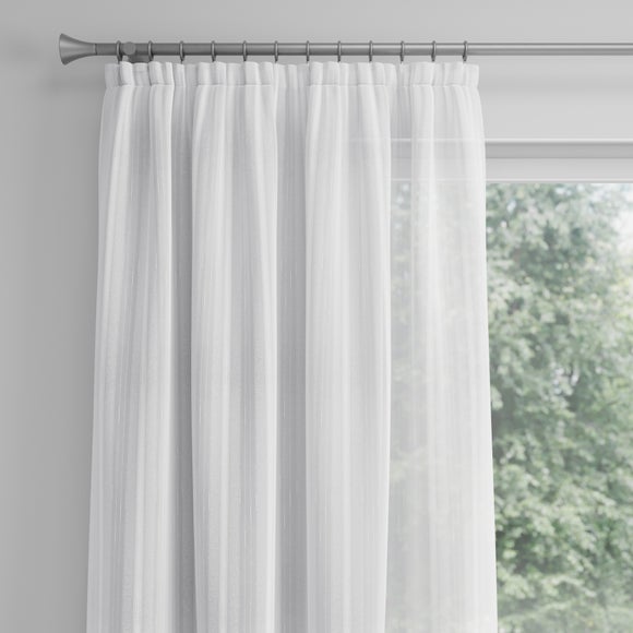 Chevron Made to Measure Voile Curtains White