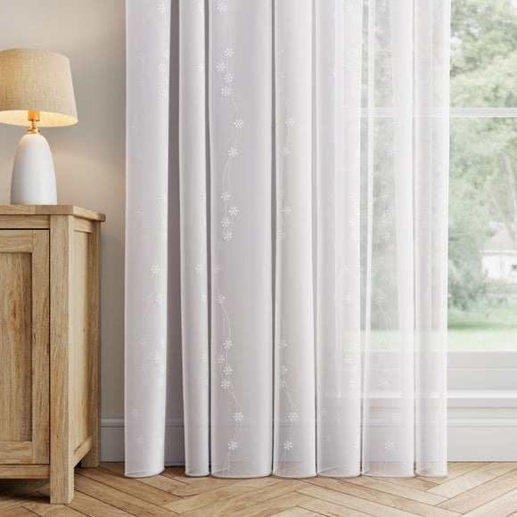 Daisy Made to Measure Voile Curtains White