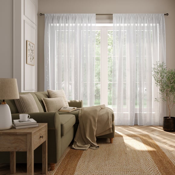 Daisy Made to Measure Voile Curtains White