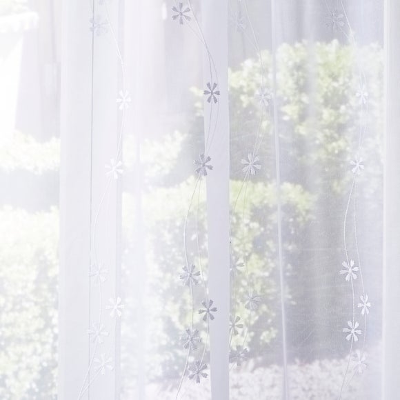 Daisy Made to Measure Voile Curtains White
