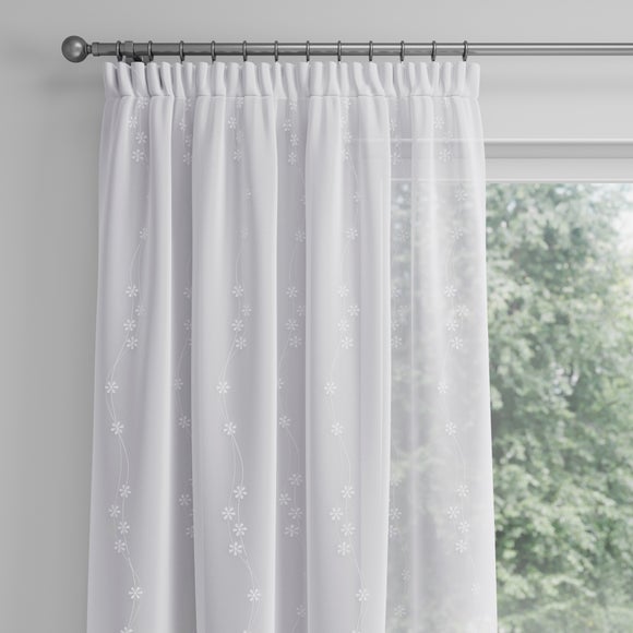 Daisy Made to Measure Voile Curtains White