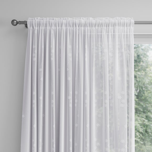 Daisy Made to Measure Voile Curtains White
