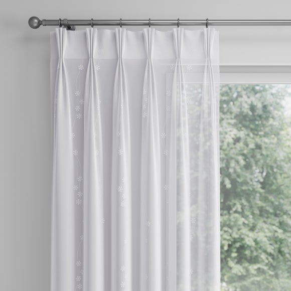 Daisy Made to Measure Voile Curtains White