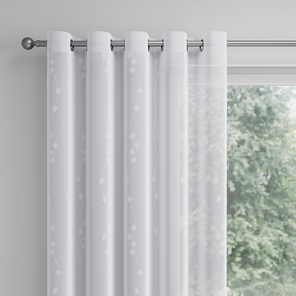 Daisy Made to Measure Voile Curtains White