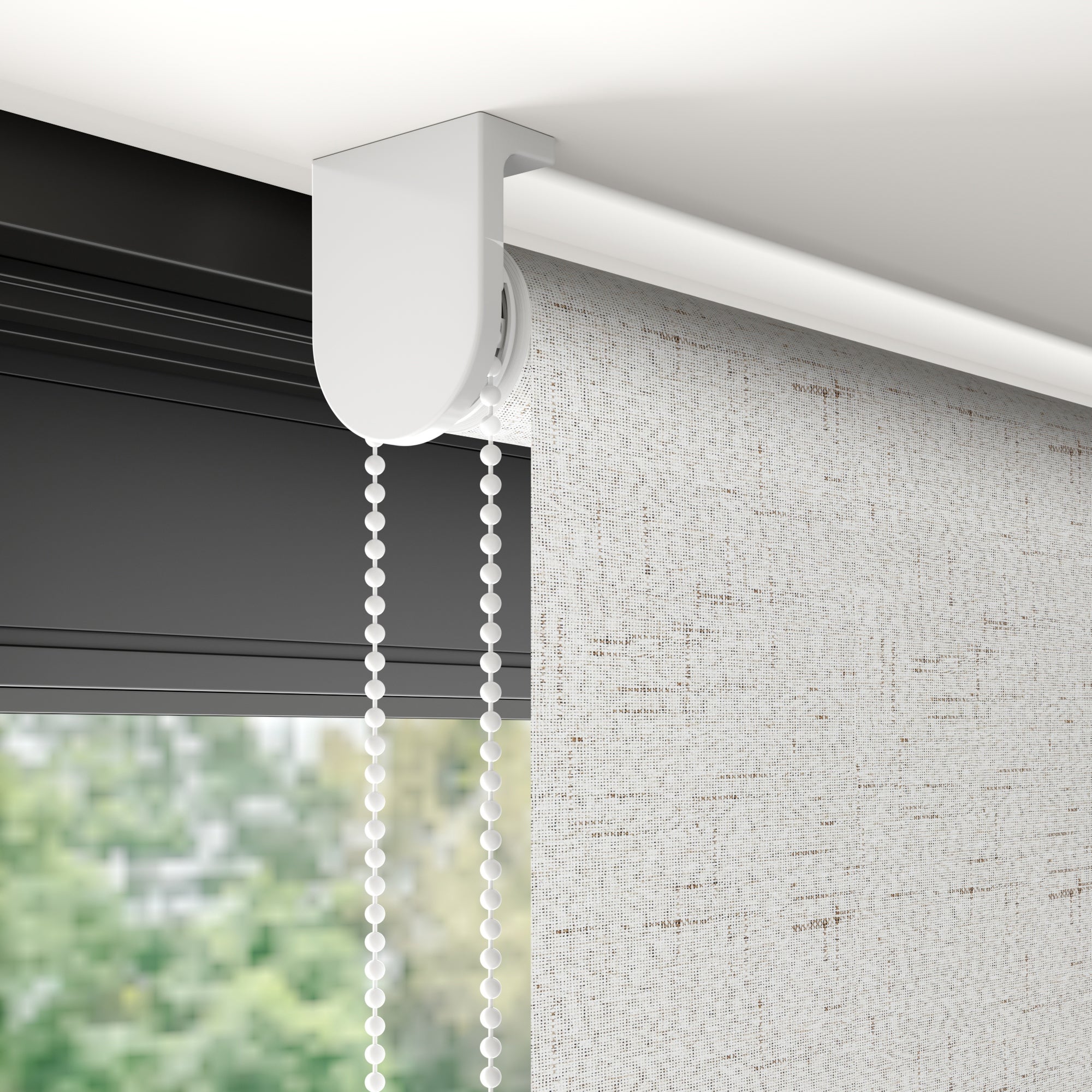 Linen Look Blackout Made to Measure Roller Blind Linen Look White