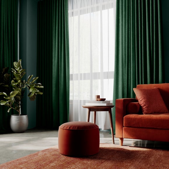 Textured Chenille Made To Measure Curtains Forest (Green)