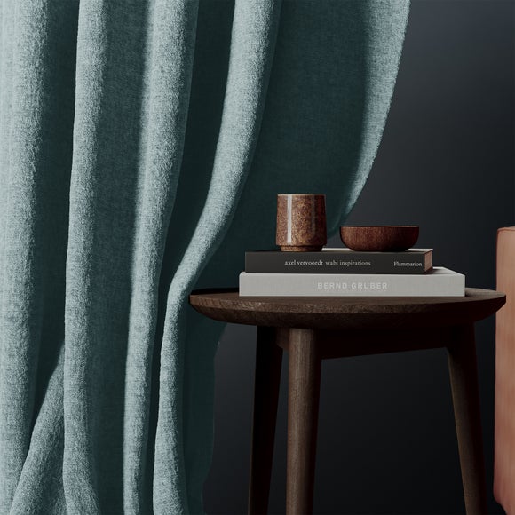 Textured Chenille Made To Measure Curtains Breeze (Blue)