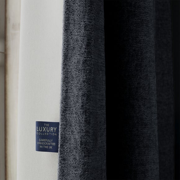 Textured Chenille Made To Measure Curtains Black