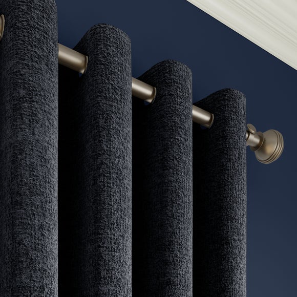 Textured Chenille Made To Measure Curtains Black