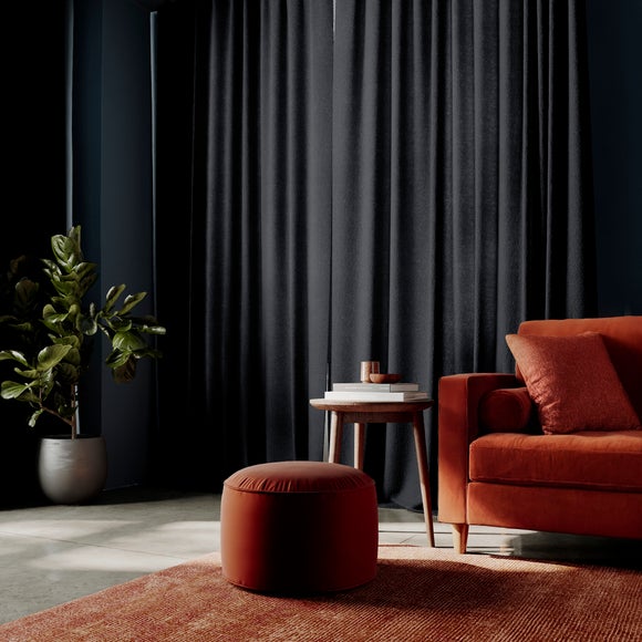 Textured Chenille Made To Measure Curtains Black