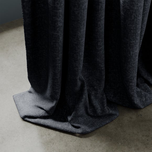 Textured Chenille Made To Measure Curtains Black