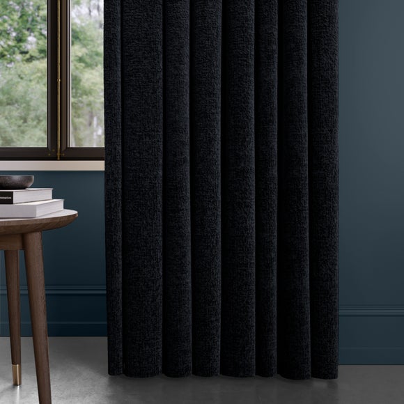 Textured Chenille Made To Measure Curtains Black
