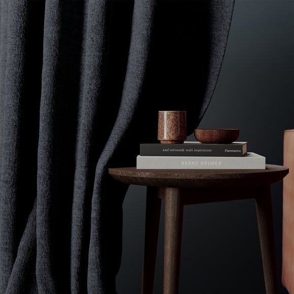 Textured Chenille Made To Measure Curtains Black