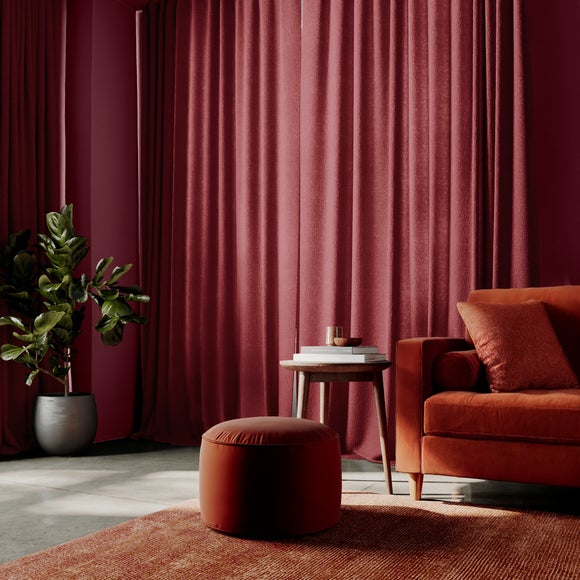 Textured Chenille Made To Measure Curtains Burgundy