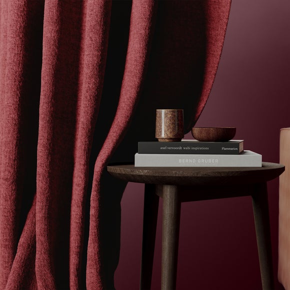 Textured Chenille Made To Measure Curtains Burgundy