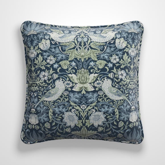 William Morris At Home Strawberry Thief Polyester Made To Order Cushion Cover Strawberry Thief Denim