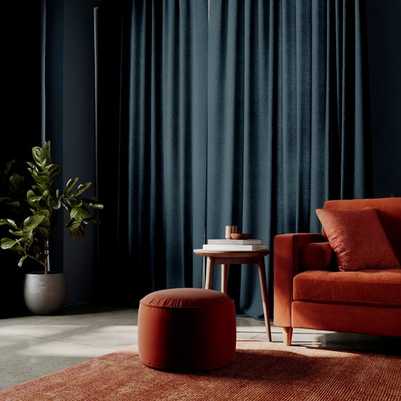 Textured Chenille Made To Measure Curtains Navy