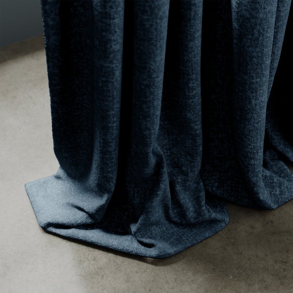 Textured Chenille Made To Measure Curtains Navy