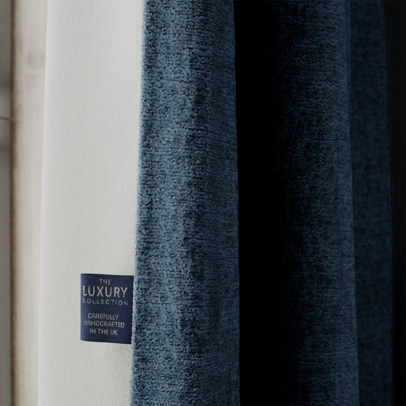 Textured Chenille Made To Measure Curtains Navy