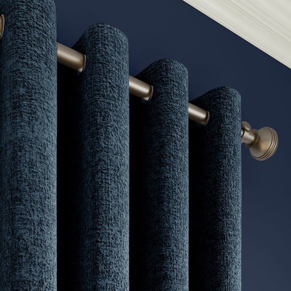 Textured Chenille Made To Measure Curtains Navy