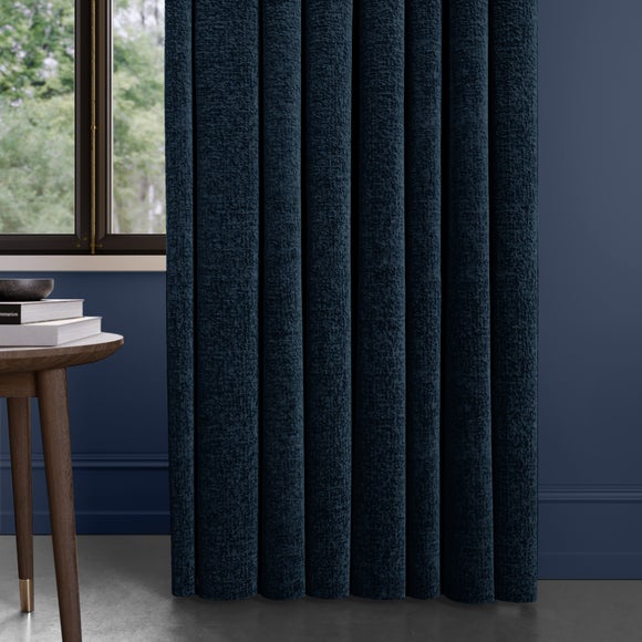 Textured Chenille Made To Measure Curtains Navy