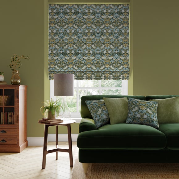 Strawberry Thief Polyester Made To Measure Roman Blind Strawberry Thief Emerald