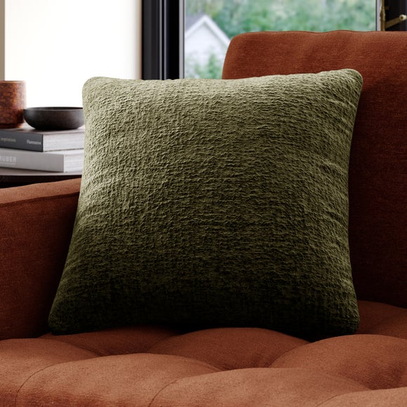 Textured Chenille Made To Measure Cushion Cover Olive (Green)