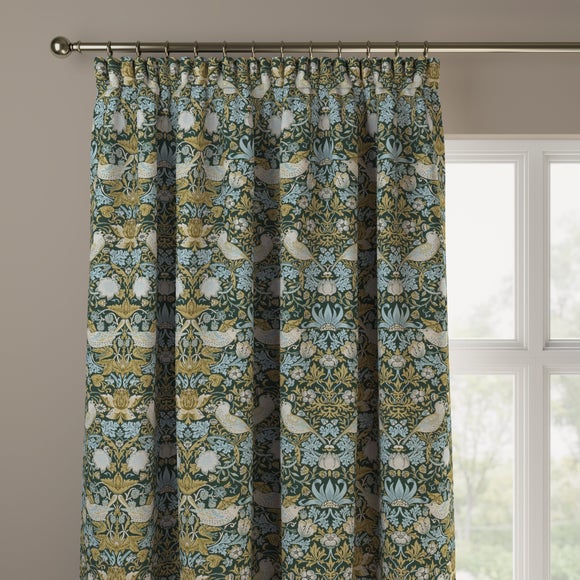 William Morris At Home Strawberry Thief Made to Measure Curtains Strawberry Thief Emerald