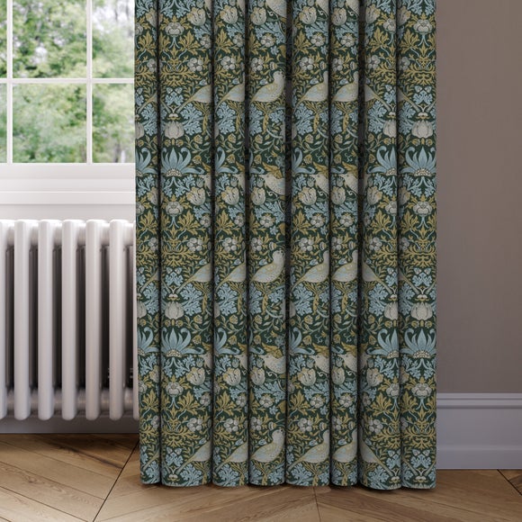 William Morris At Home Strawberry Thief Made to Measure Curtains Strawberry Thief Emerald