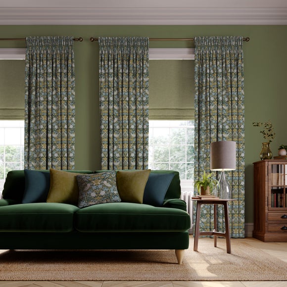 William Morris At Home Strawberry Thief Made to Measure Curtains Strawberry Thief Emerald