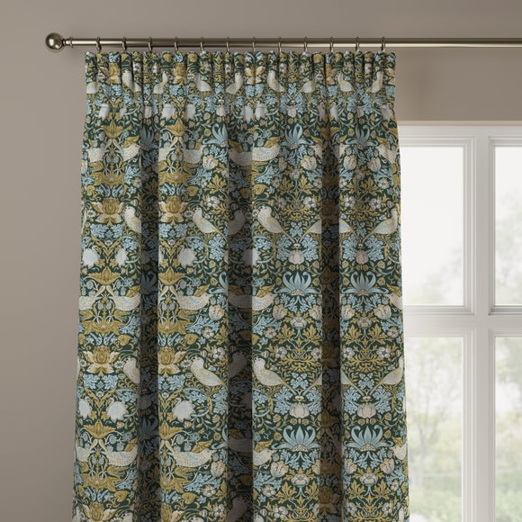 William Morris At Home Strawberry Thief Made to Measure Curtains Strawberry Thief Emerald