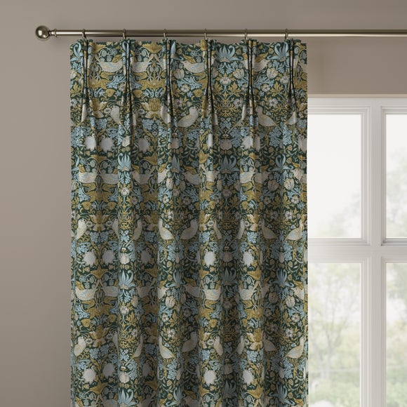 William Morris At Home Strawberry Thief Made to Measure Curtains Strawberry Thief Emerald