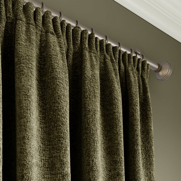 Textured Chenille Made To Measure Curtains Olive (Green)