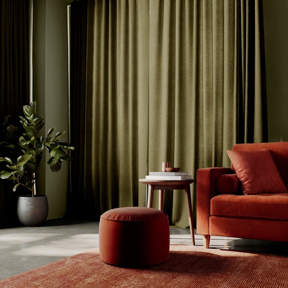 Textured Chenille Made To Measure Curtains Olive (Green)