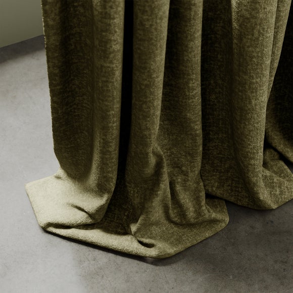 Textured Chenille Made To Measure Curtains Olive (Green)
