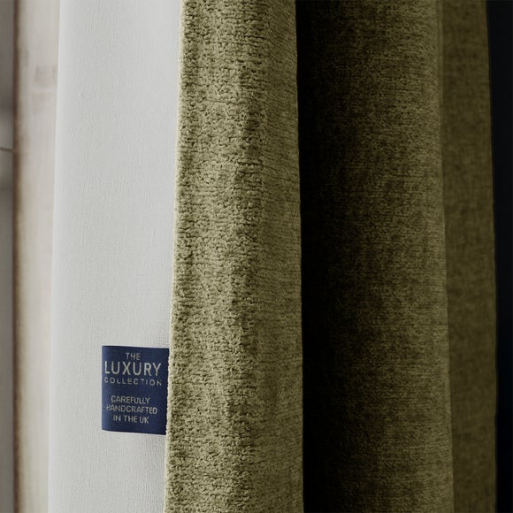 Textured Chenille Made To Measure Curtains Olive (Green)
