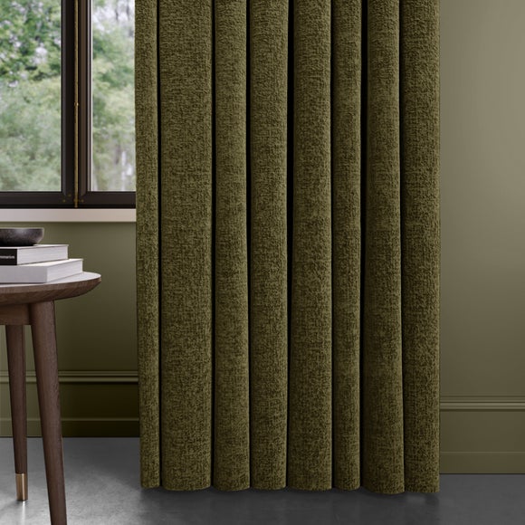 Textured Chenille Made To Measure Curtains Olive (Green)