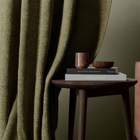 Textured Chenille Made To Measure Curtains Olive (Green)