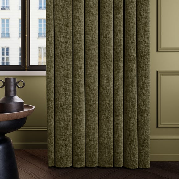 Dimensions Weave Made To Measure Curtains Olive (Green)