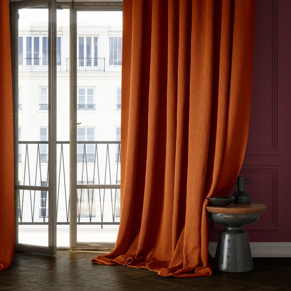 Dimensions Weave Made To Measure Curtains Orange Umber