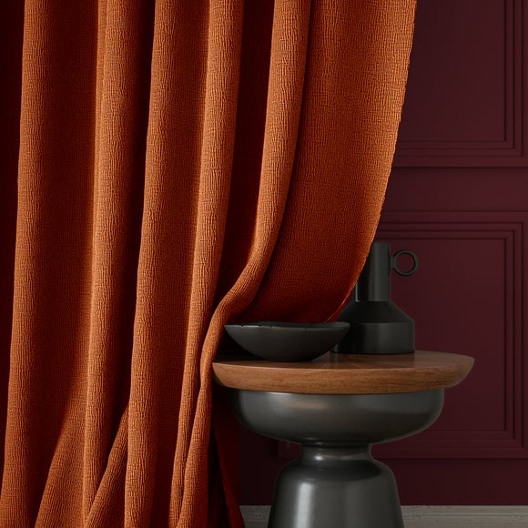 Dimensions Weave Made To Measure Curtains Orange Umber