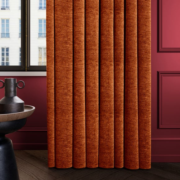 Dimensions Weave Made To Measure Curtains Orange Umber