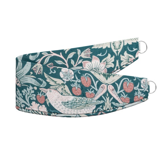 Strawberry Thief Velvet Made to Order Tieback Strawberry Thief Teal
