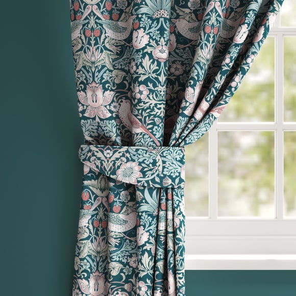 William Morris at Home Strawberry Thief Velvet Made to Order Tieback Strawberry Thief Teal