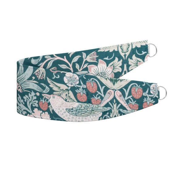 William Morris at Home Strawberry Thief Velvet Made to Order Tieback Strawberry Thief Teal