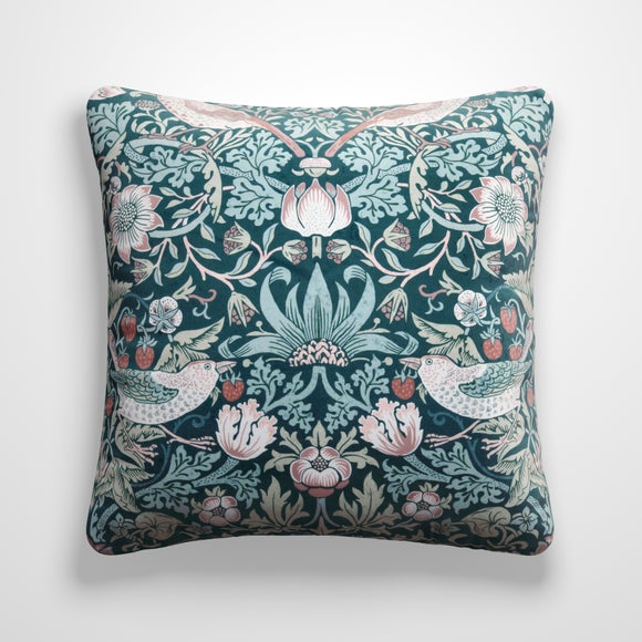 William Morris at Home Strawberry Thief Velvet Made to Order Cushion Cover Strawberry Thief Teal