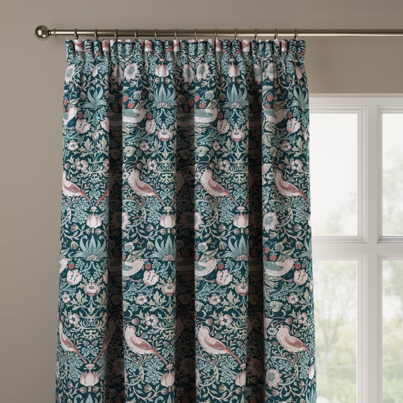 William Morris at Home Strawberry Thief Velvet Made to Measure Curtains Strawberry Thief Teal