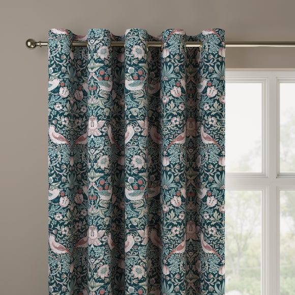 William Morris at Home Strawberry Thief Velvet Made to Measure Curtains Strawberry Thief Teal