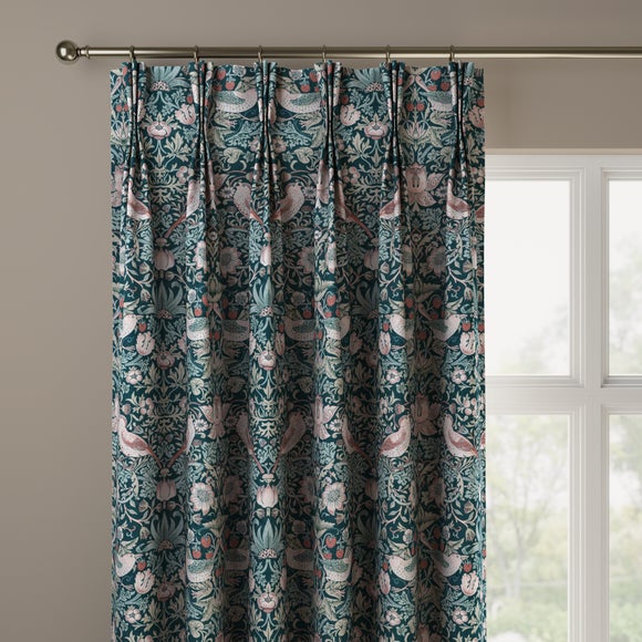 William Morris at Home Strawberry Thief Velvet Made to Measure Curtains Strawberry Thief Teal