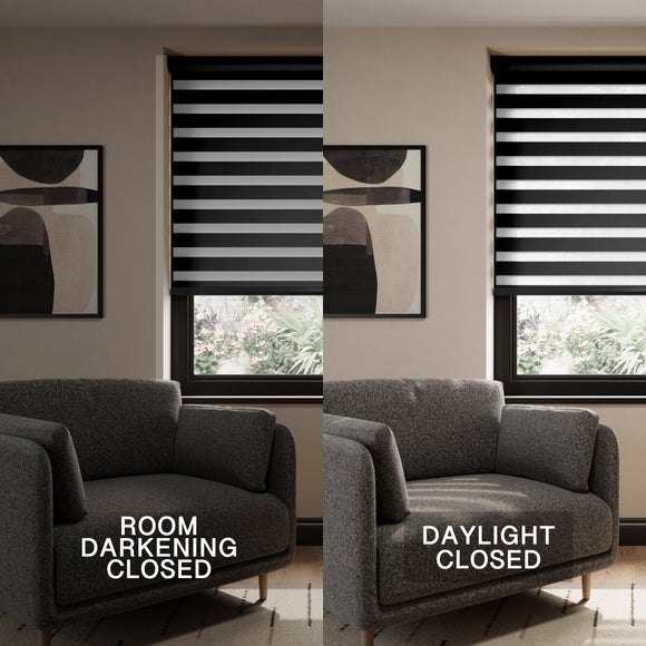 Room Darkening Swish Day and Night Made to Measure Roller Blind Black